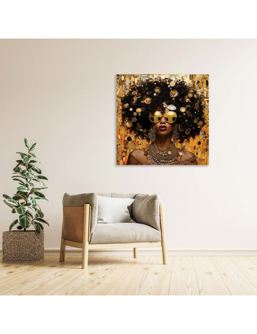 "Éclat Afro-Futuriste"- Tableau en verre-100x100