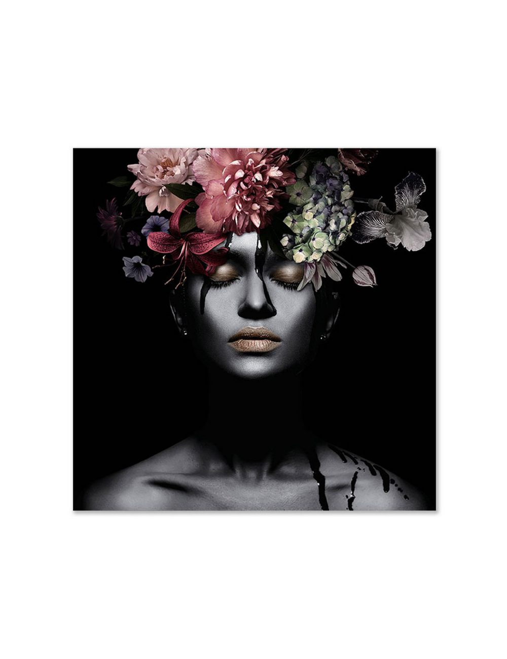 "Beauté fleurie "-Tableau en verre-100x100