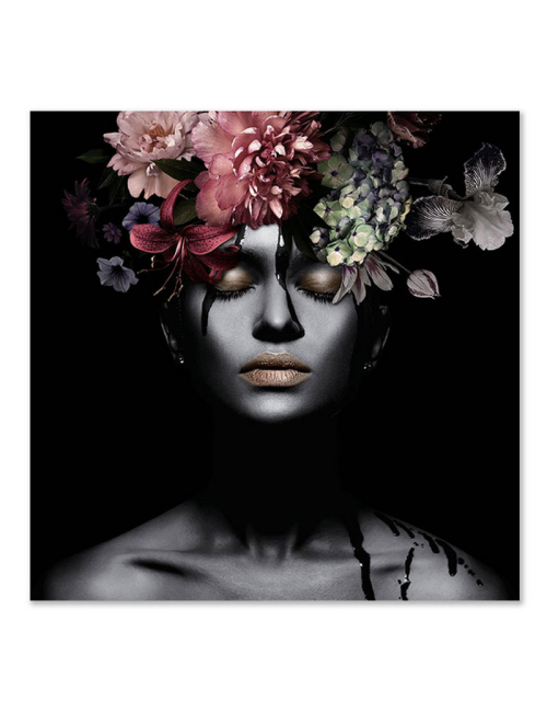 "Beauté fleurie "-Tableau en verre-100x100