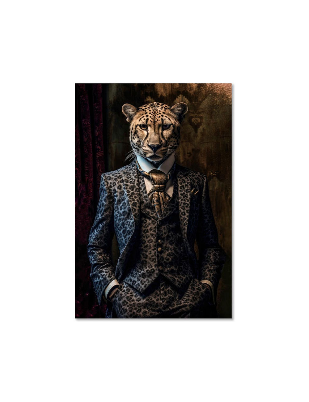 "Le Guépard Distingué"-Tableau en verre-80x120