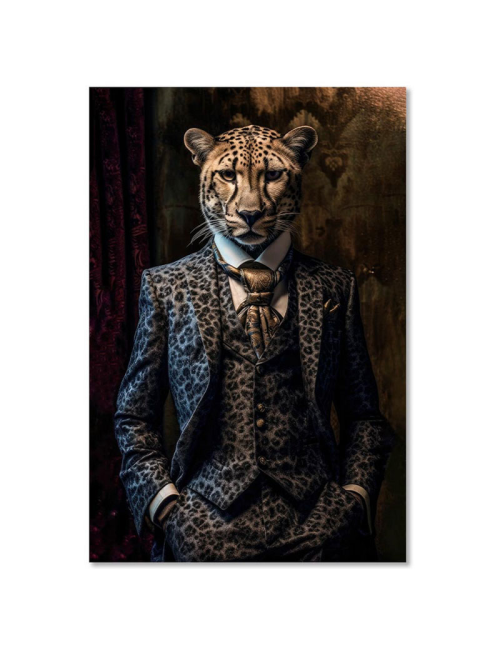 "Le Guépard Distingué"-Tableau en verre-80x120