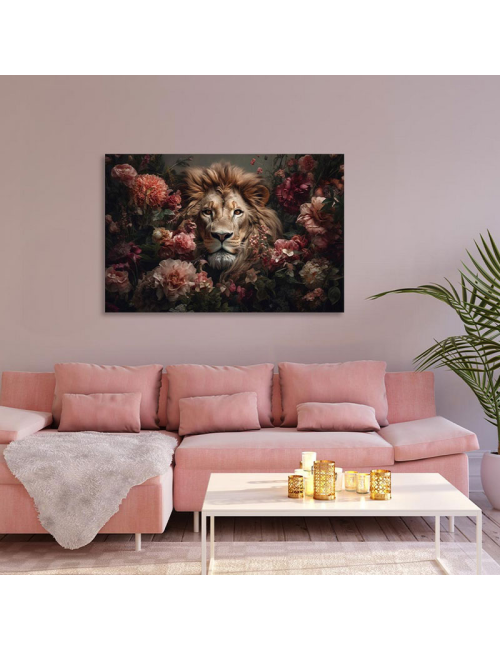 "Lion floral"-Tableau en verre-80x120