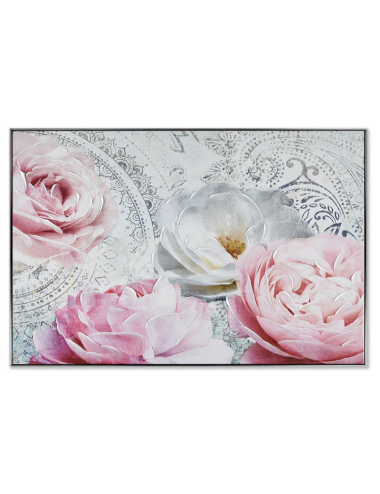 Tableau fleurs roses et blanches 60x80 – style romantique