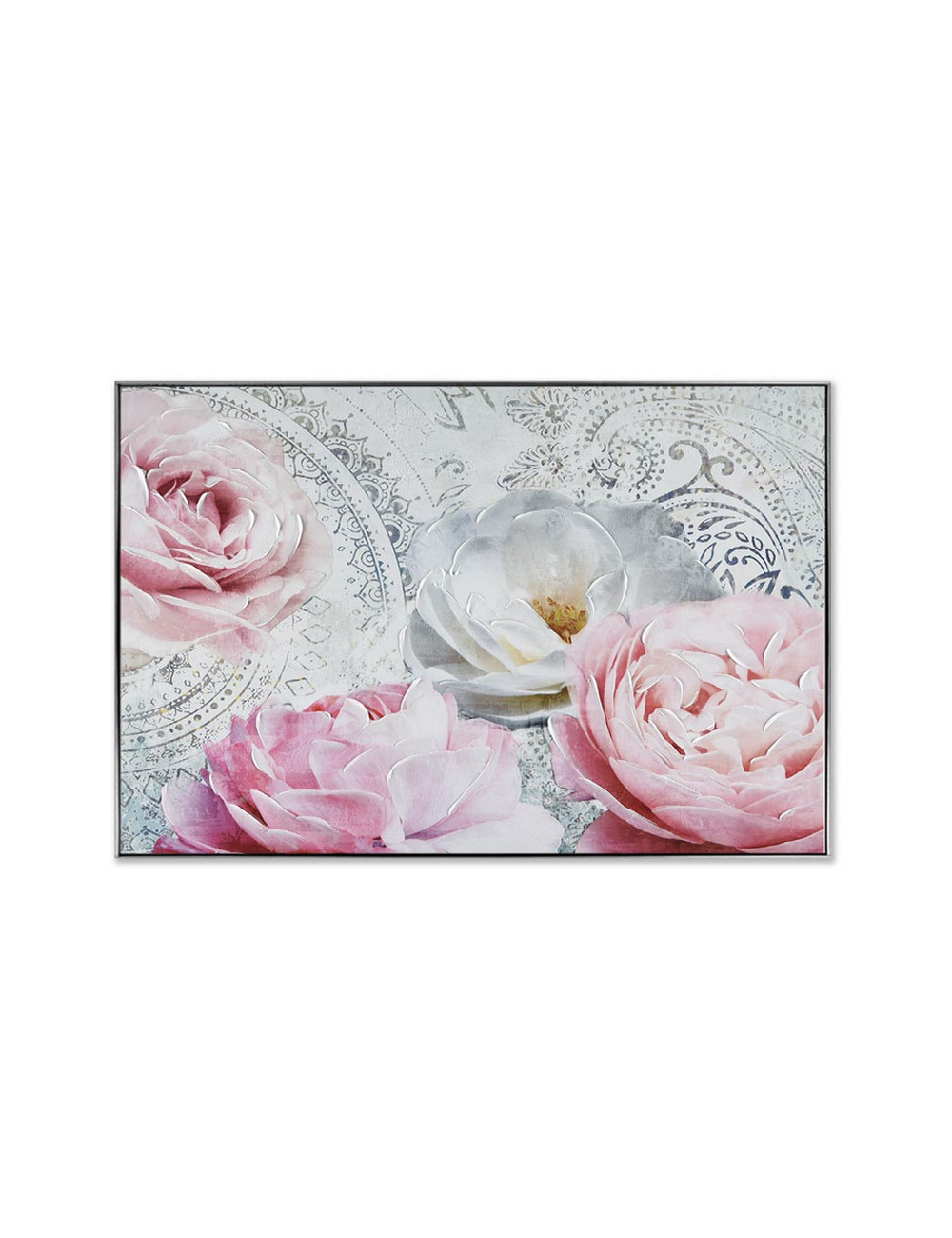 Tableau fleurs roses et blanches 60x80 – style romantique