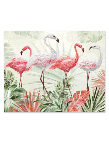 Tableau flamants roses tropicaux pastel-40x50