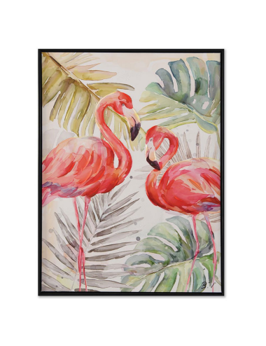 Tableau flamants roses rétro – style tropical 60x80 cm