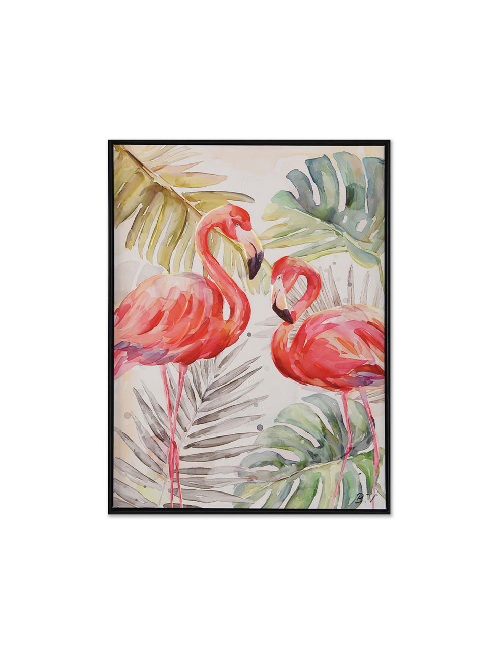 Tableau flamants roses rétro – style tropical 60x80 cm