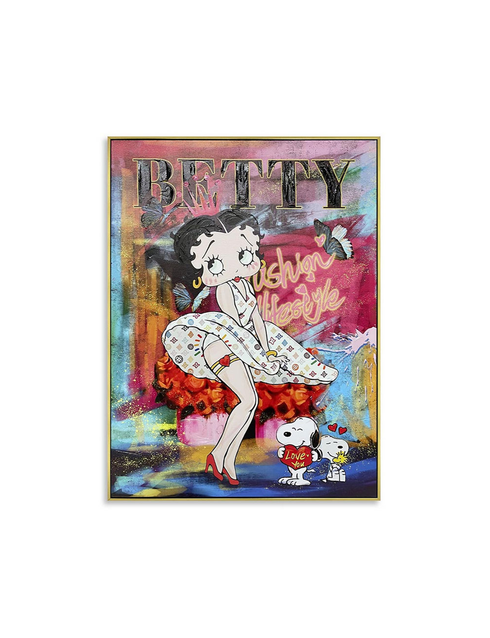 Tableau Betty Boop et Snoopy 60x80 – pop art coloré