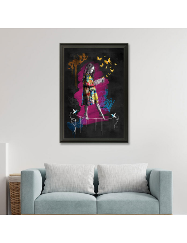 Tableau contemporain Romaric "La fille et le livre",40x60 ou 60x90cm