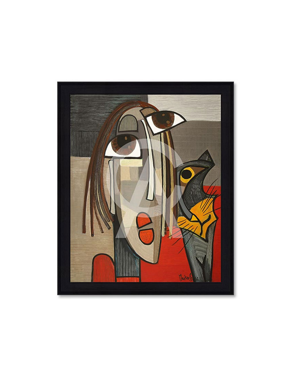 Tableau Chat Rouge 80x100 – Martine Gonnin
