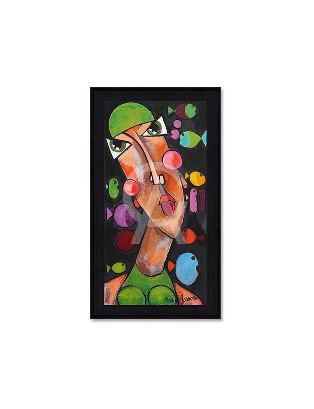 Tableau La Tête dans l’Aquarium par Martine Gonnin, pop art