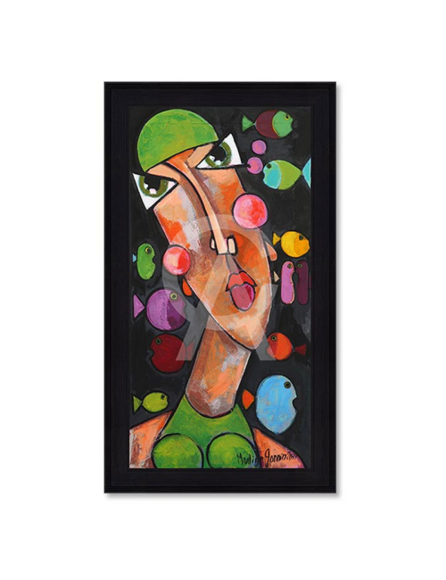 Tableau La Tête dans l’Aquarium par Martine Gonnin, pop art