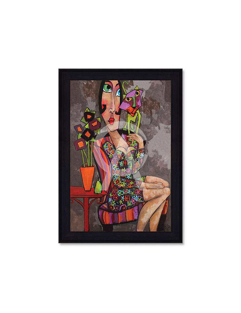 Tableau Le Chat Vert – Martine Gonnin