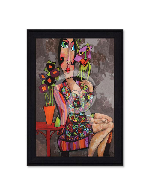 Tableau Le Chat Vert 80x120cm – Martine Gonnin