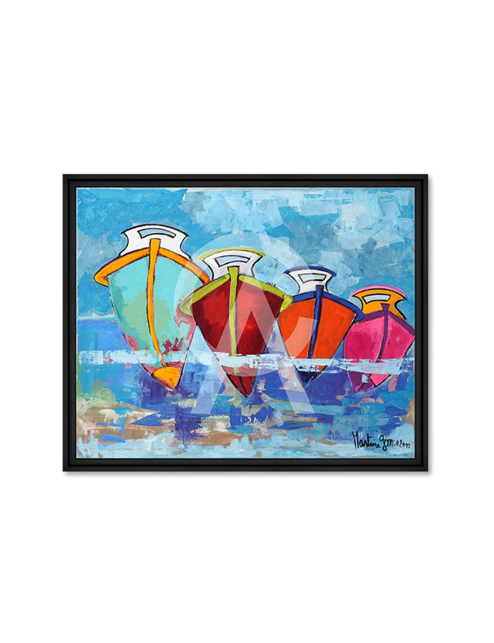 Sur fond bleu 80x100cm – Martine Gonnin