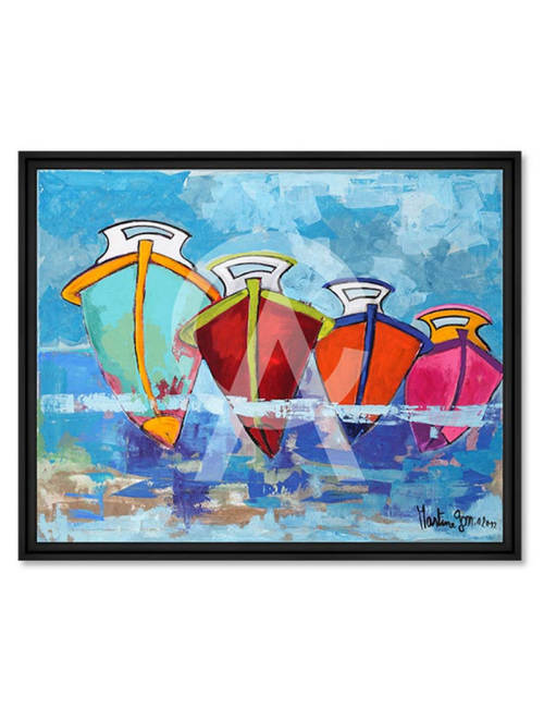 Sur fond bleu 80x100cm – Martine Gonnin