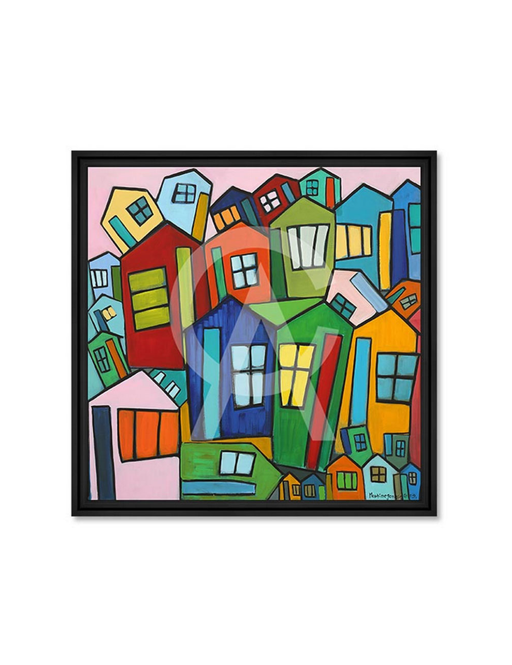 Tableau cabanes colorées – Martine Gonnin