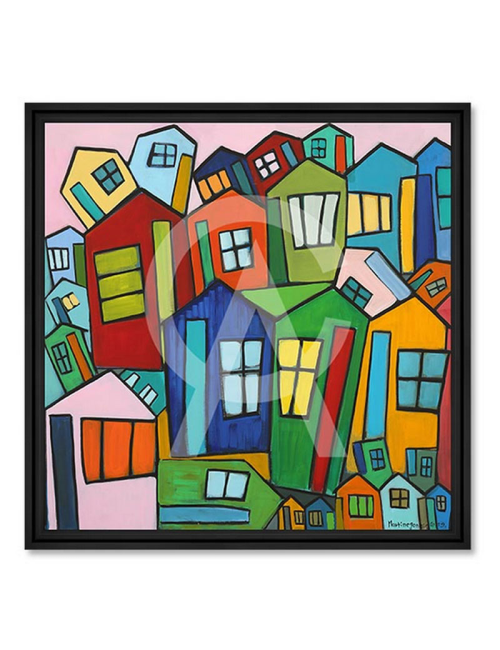 Tableau cabanes colorées – Martine Gonnin