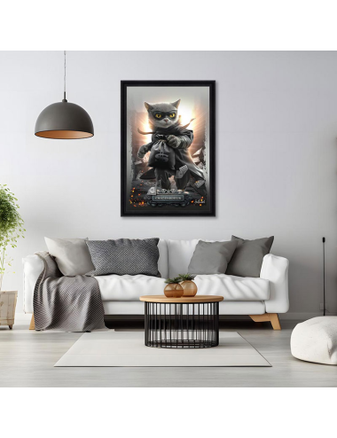 Tableau Chat-Pardeur – Art déco chat original par Sylvain Binet