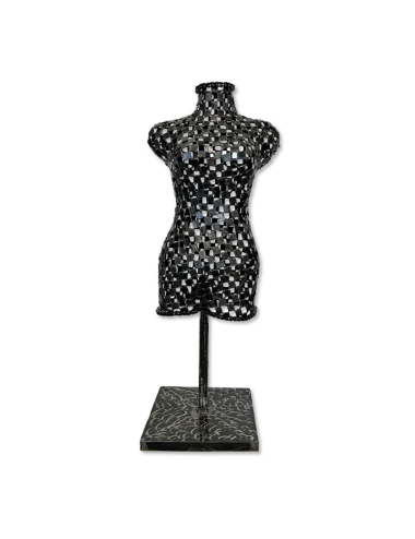 Sculpture métal noir buste féminin 110×40 cm