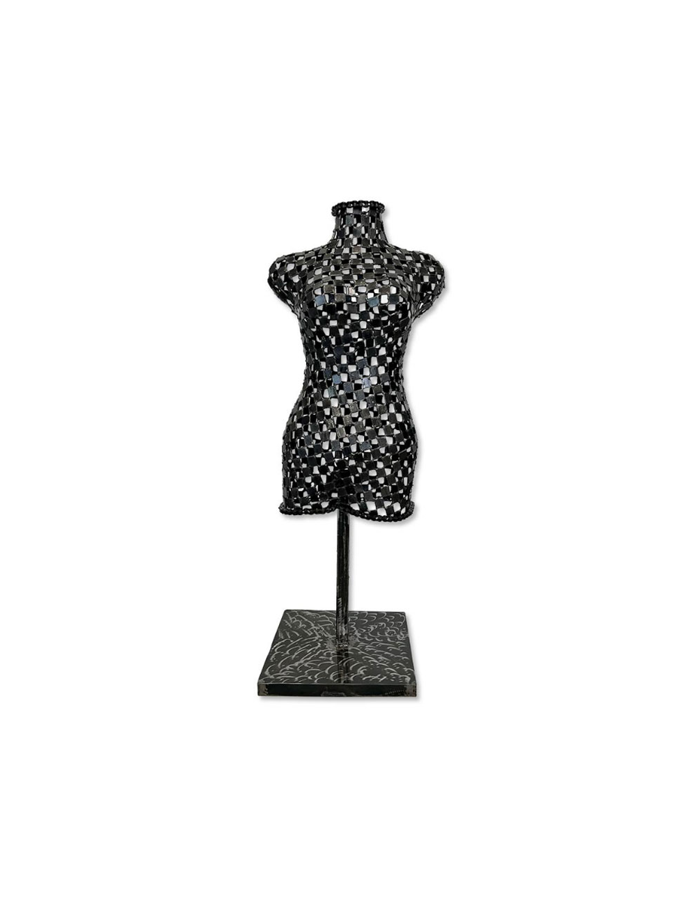 Sculpture métal noir buste féminin 110×40 cm