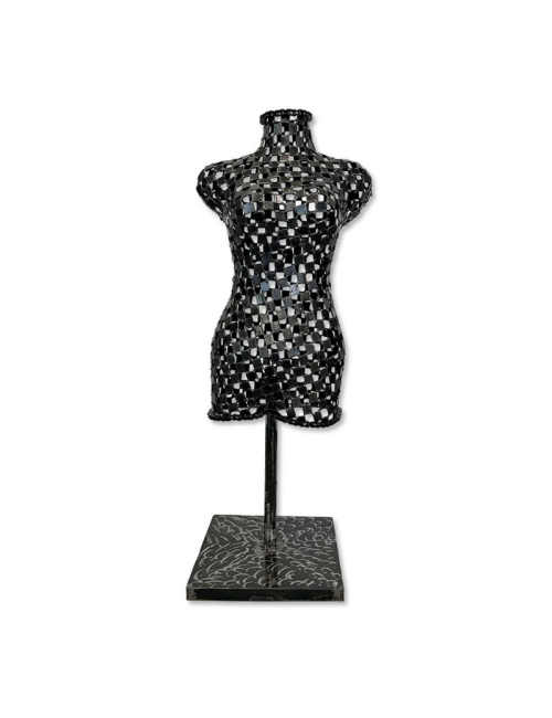 Sculpture métal noir buste féminin 110×40 cm