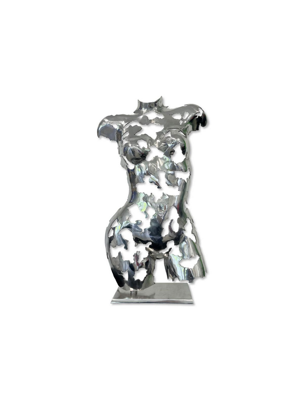 Sculpture buste femme aluminium 73×42 cm