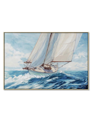 Tableau voilier 80x120 – toile marine encadrée