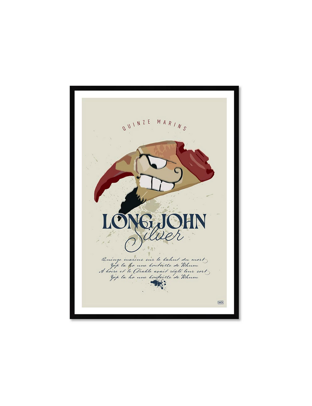 Affiche rétro pirate encadrée – Long John Silver