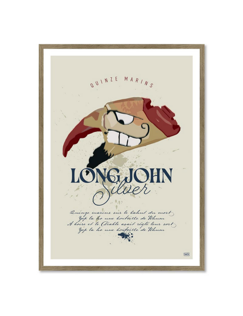 Affiche rétro pirate encadrée – Long John Silver