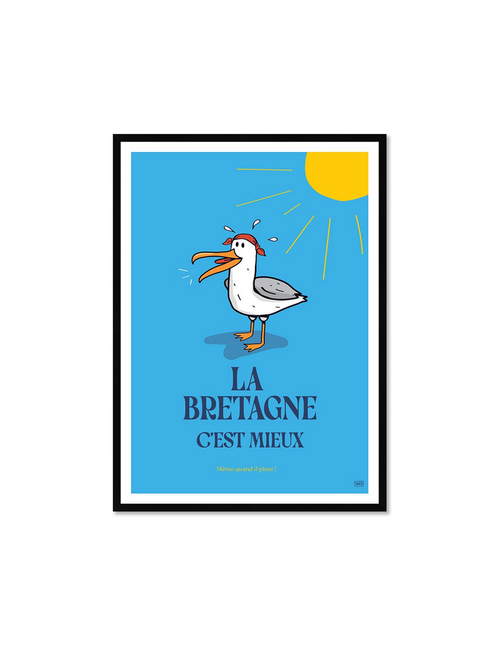 Affiche humour Bretagne rétro encadrée – Goéland