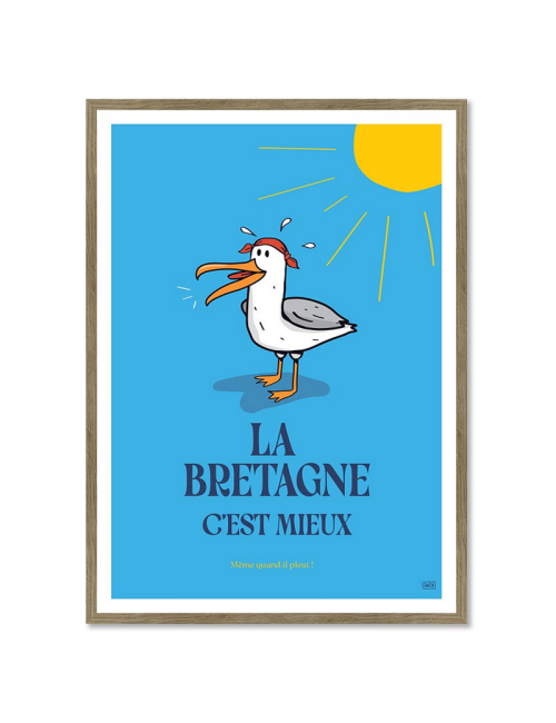 Affiche humour Bretagne rétro encadrée – Goéland