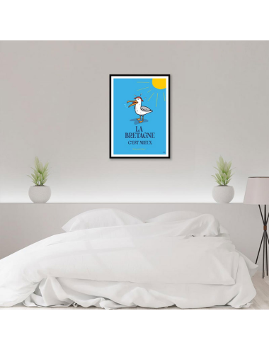 Affiche humour Bretagne rétro encadrée – Goéland