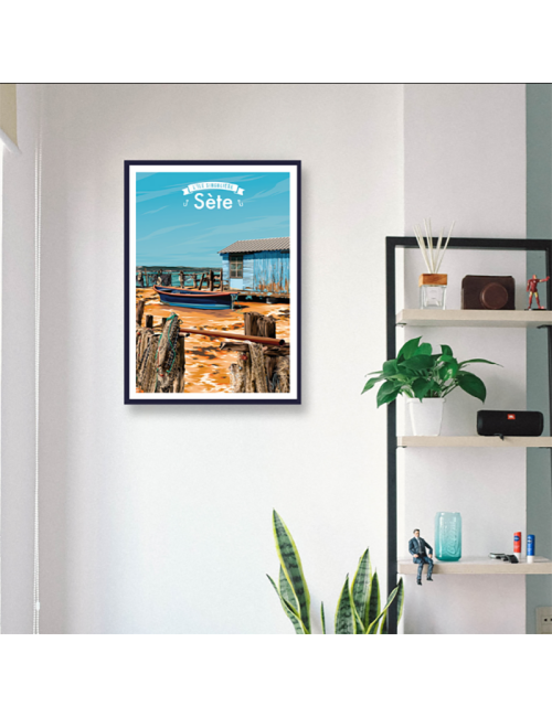 Affiche encadrée vintage Sète cabane de pêcheur