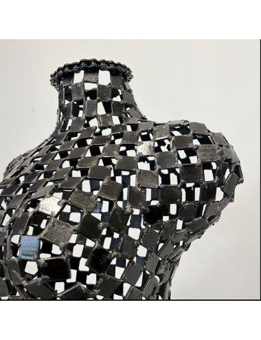 Sculpture métal noir buste féminin 110×40 cm