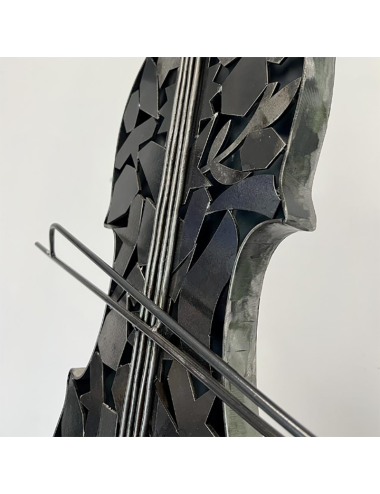 Sculpture violon métal noir 104×63 cm