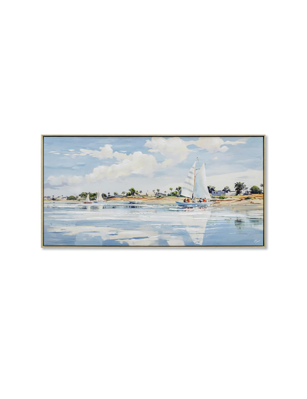 Tableau voile et mer 60x120 cm – Encadré