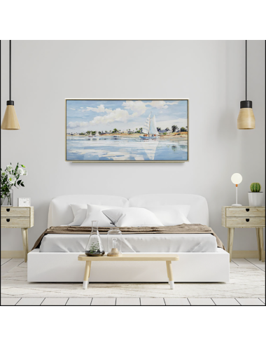 Tableau voile et mer 60x120 cm – Encadré