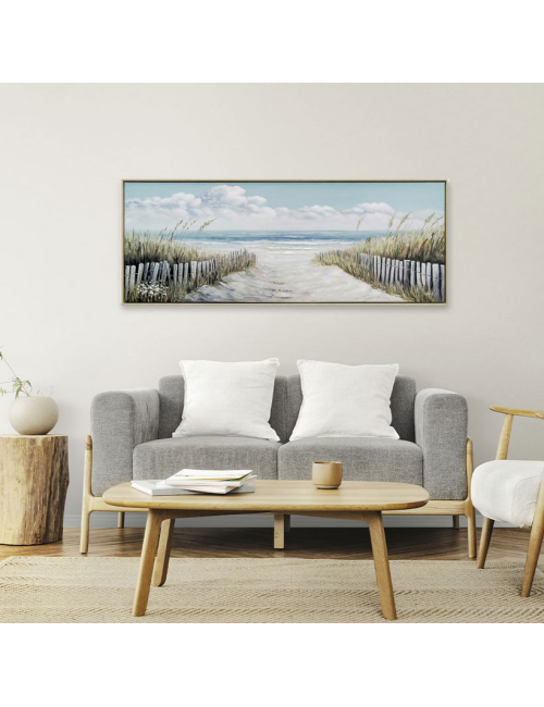 Tableau plage et palissades – toile bord de mer