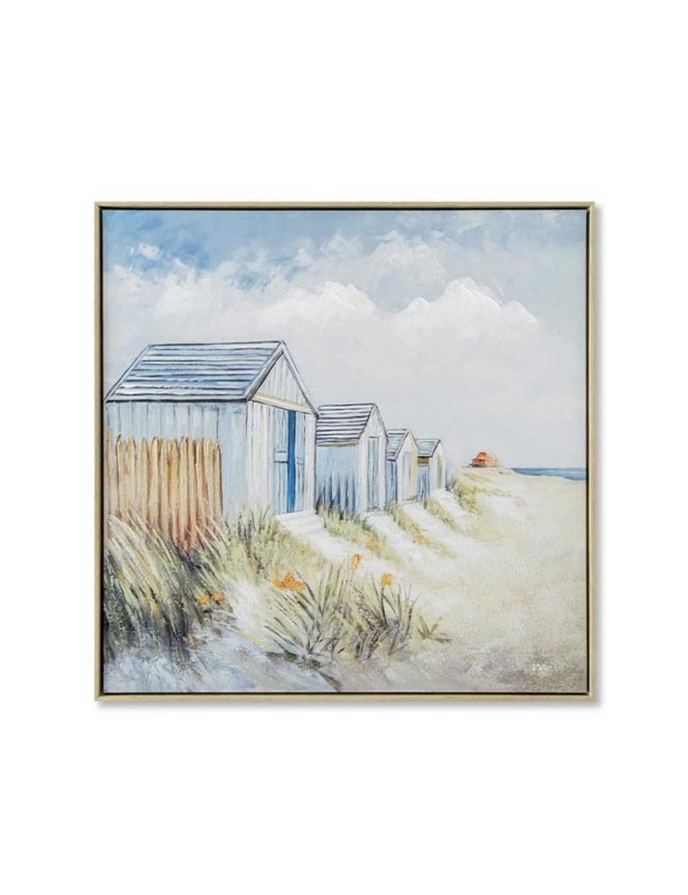 Tableau cabanes plage – toile carrée 60x60 cm