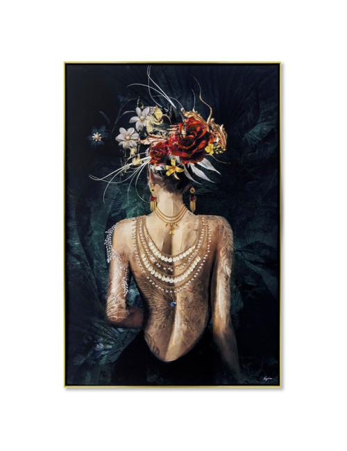 Tableau femme tatouée et fleurie – toile 80x120 cm
