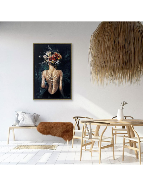 Tableau femme tatouée et fleurie – toile 80x120 cm