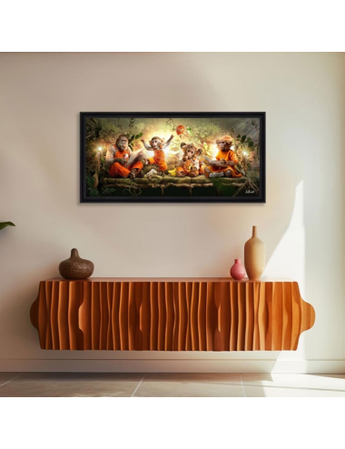 Tableau Pano Singes 40x90 Sylvain Binet – Décoration murale panoramique originale