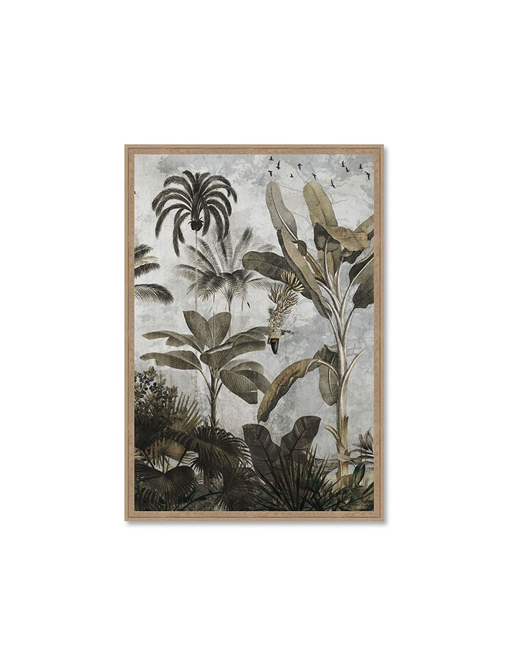 Tableau 80x120 jungle tropicale noir et beige