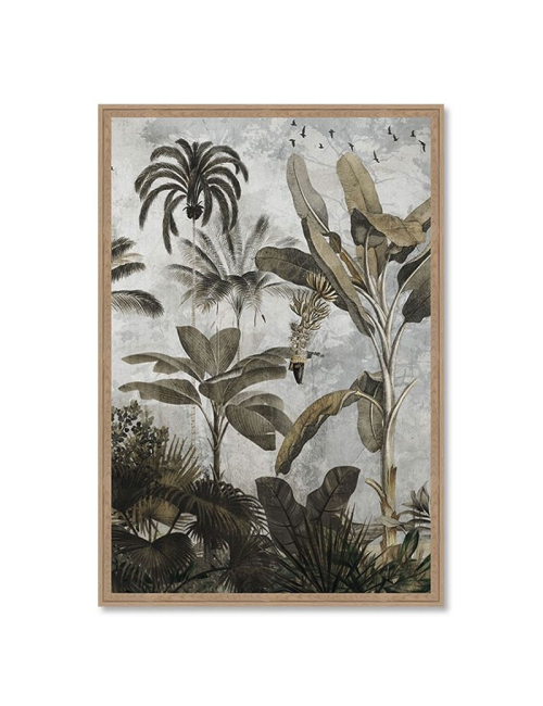 Tableau 80x120 jungle tropicale noir et beige