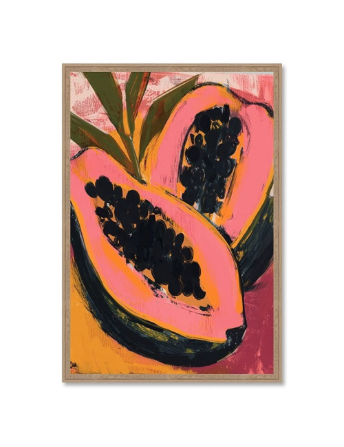 Tableau papaye exotique colorée design rétro