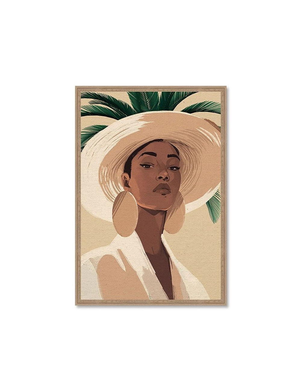 Tableau portrait femme chapeau style rétro design