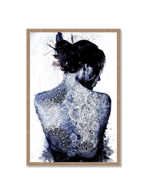 Tableau portrait femme tatouage design moderne