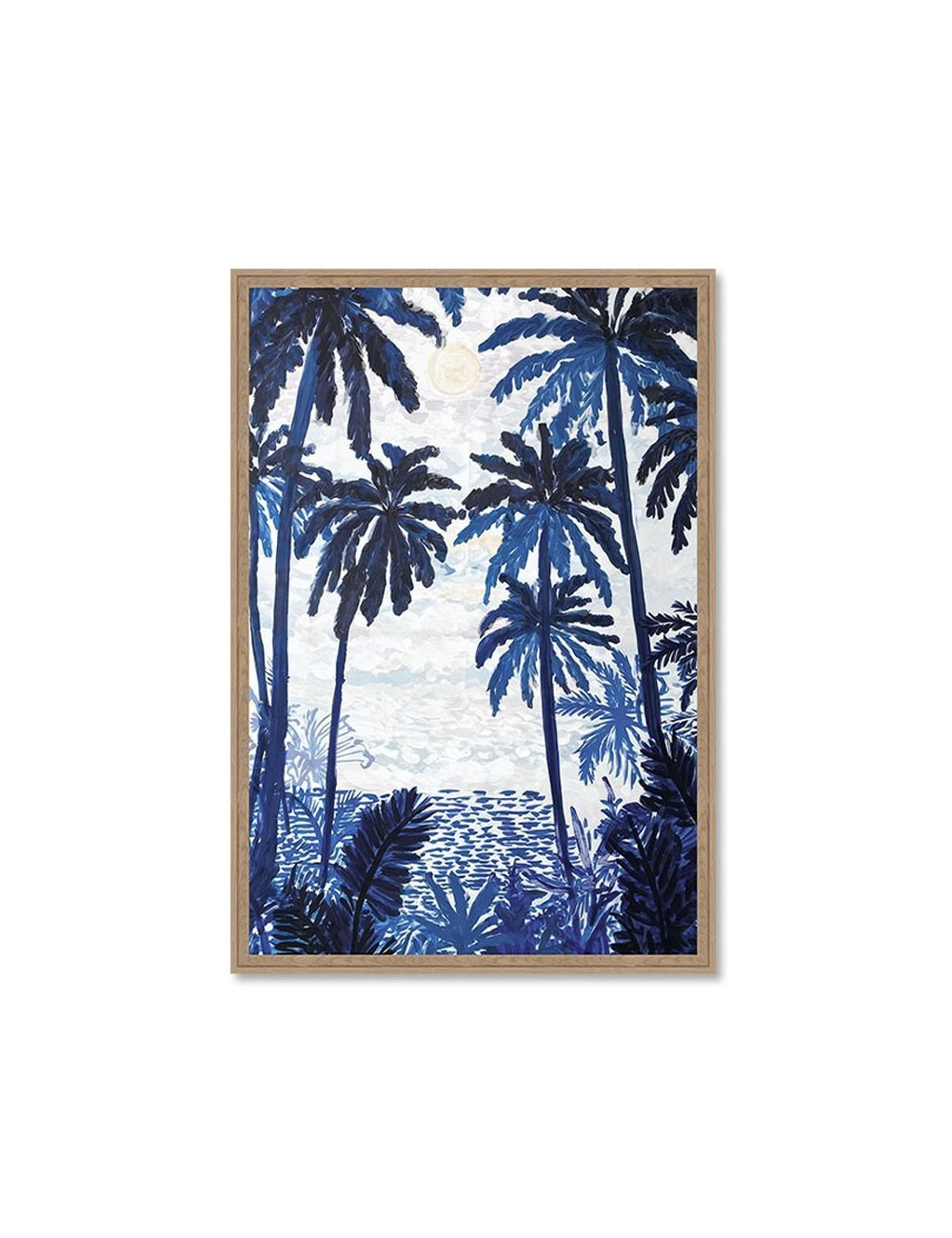 Tableau 80x120 palmiers tropicaux bleu moderne