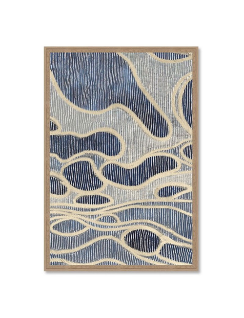 Tableau 80x120 abstrait bleu beige contemporain